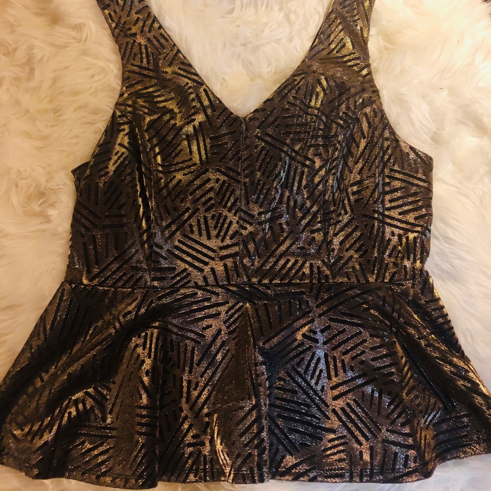 GOLD SEQUIN PEPLUM TOP